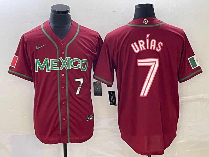 Men 2023 World Cub Mexico #7 Urias Red Nike MLB Jersey->more jerseys->MLB Jersey